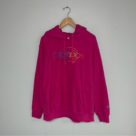 Champion Hoodie Women's Size 1X Bright Pink Reverse Weave Heavyweight Cotton‎ - Picture 2 of 10
